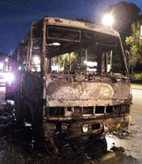 В Киеве сгорела маршрутка с пассажирами
