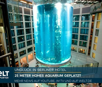 В Берлине из самого большого в мире цилиндрического аквариума вытек миллион литров воды